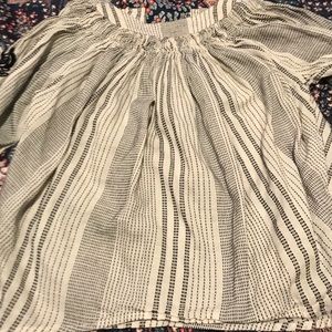 Zara black and cream  embroidered blouse.